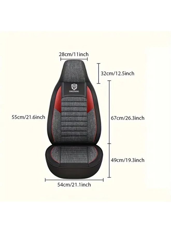 Black Linen Car Front Seat Covers 2PCS Breathable Comfortable All Season Durable - Image 2